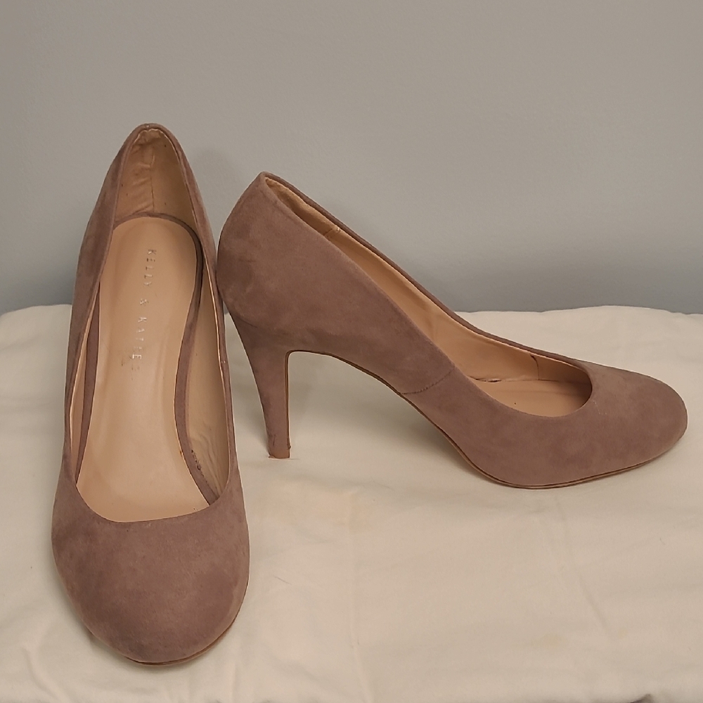 Kelly & Katie Taupe Suede Heels